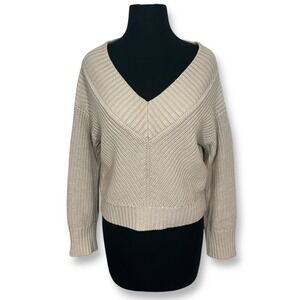 Abercrombie & Fitch V-Neck Knit Sweater Ribbed Long Sleeve Pullover Womens Small